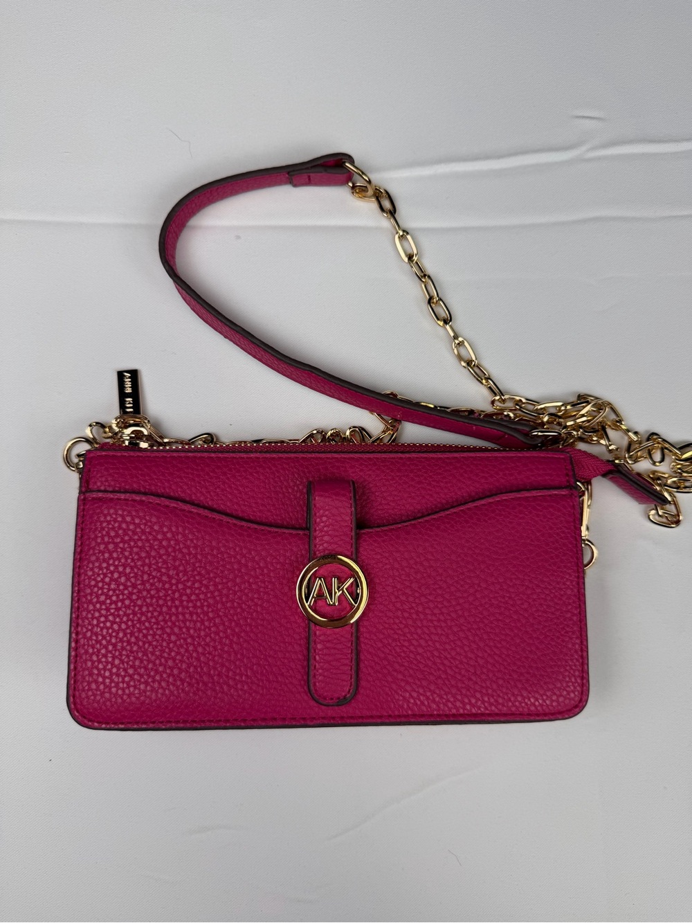 Anne Klein Hot Pink Pebbled Leather Chain Crossbody - Bold and Classy